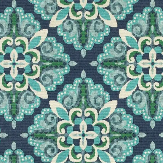 Blue and Green Floral Indoor Outdoor Area Rug Photo 3