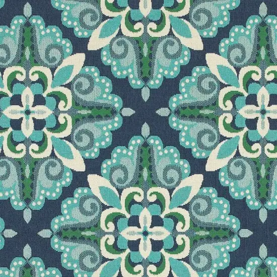 Blue and Green Floral Indoor Outdoor Area Rug Photo 3