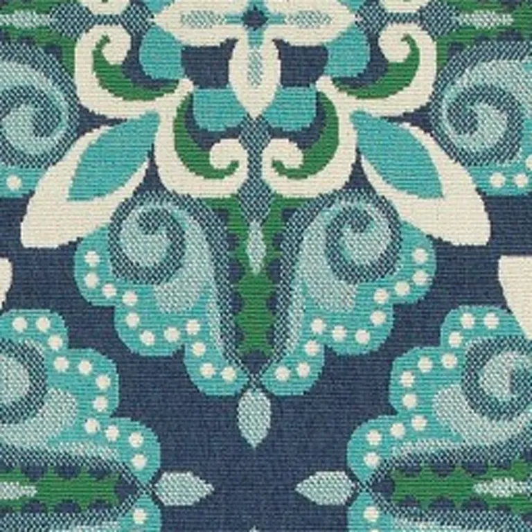 Blue and Green Floral Indoor Outdoor Runner Rug Photo 5