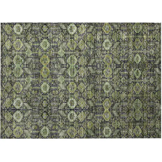 Blue and Green Floral Washable Non Skid Indoor Outdoor Area Rug Photo 4