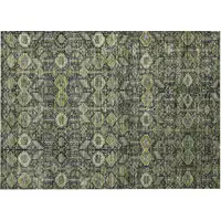 Photo of Blue and Green Floral Washable Non Skid Indoor Outdoor Area Rug