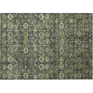 Photo of Blue and Green Floral Washable Non Skid Indoor Outdoor Area Rug