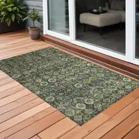 Photo of Blue and Green Floral Washable Non Skid Indoor Outdoor Area Rug