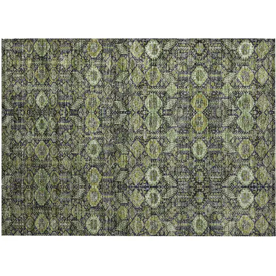 Blue and Green Floral Washable Non Skid Indoor Outdoor Area Rug Photo 2