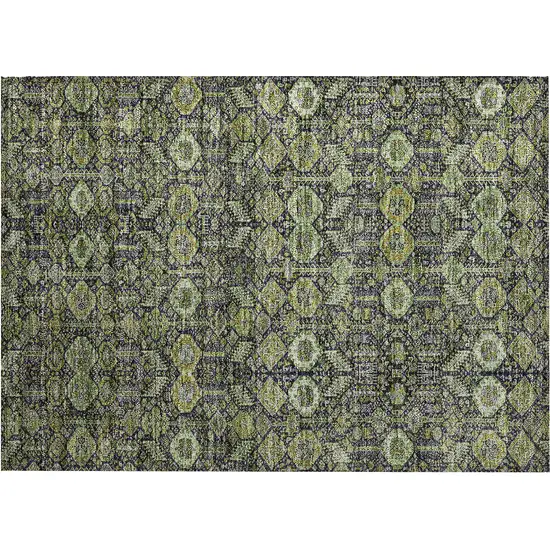 Blue and Green Floral Washable Non Skid Indoor Outdoor Area Rug Photo 2