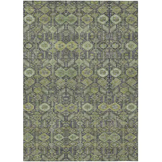 Blue and Green Floral Washable Non Skid Indoor Outdoor Area Rug Photo 2