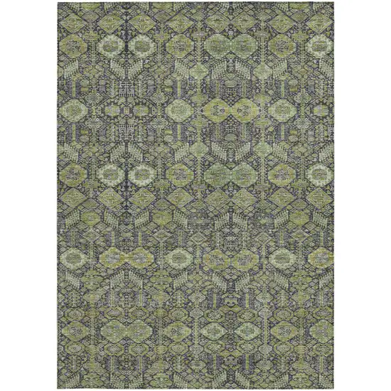 Blue and Green Floral Washable Non Skid Indoor Outdoor Area Rug Photo 5