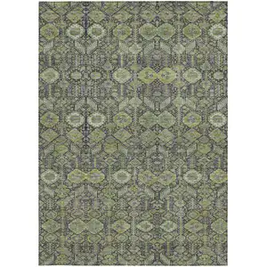 Photo of Blue and Green Floral Washable Non Skid Indoor Outdoor Area Rug