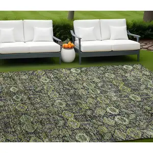 Photo of Blue and Green Floral Washable Non Skid Indoor Outdoor Area Rug