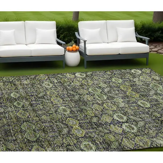 Blue and Green Floral Washable Non Skid Indoor Outdoor Area Rug Photo 1