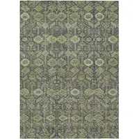 Photo of Blue and Green Floral Washable Non Skid Indoor Outdoor Area Rug