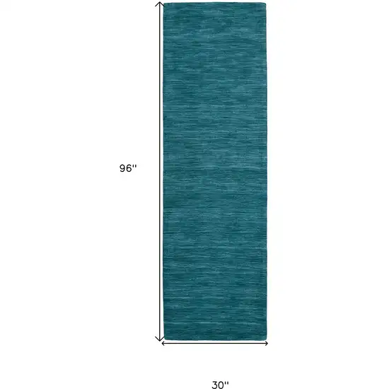 Blue and Green Hand Woven Runner Rug Photo 3