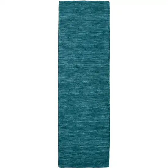 Blue and Green Hand Woven Runner Rug Photo 4