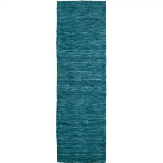 Blue and Green Hand Woven Runner Rug Photo 2