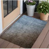 Photo of Blue and Green Ombre Washable Non Skid Indoor Outdoor Area Rug