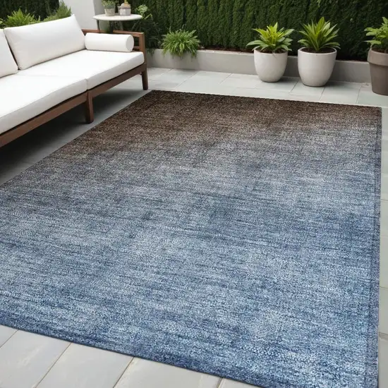 Blue and Green Ombre Washable Non Skid Indoor Outdoor Area Rug Photo 1