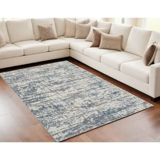 Blue and Ivory Abstract Area Rug Photo 1