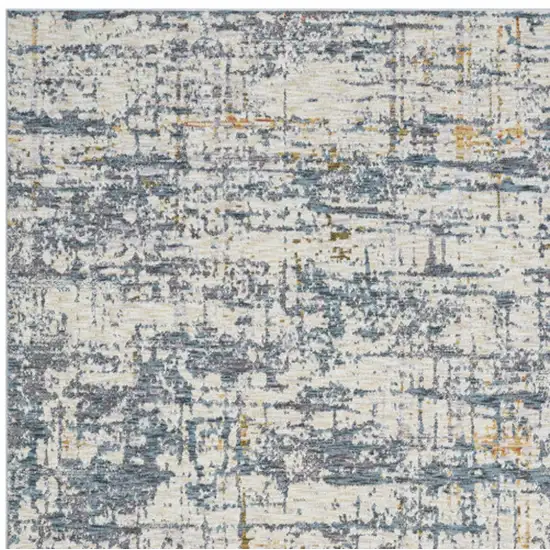 Blue and Ivory Abstract Area Rug Photo 5