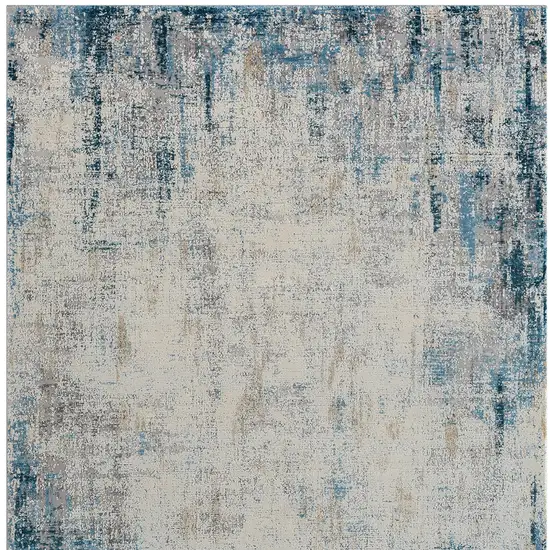 Blue and Ivory Abstract Area Rug Photo 7