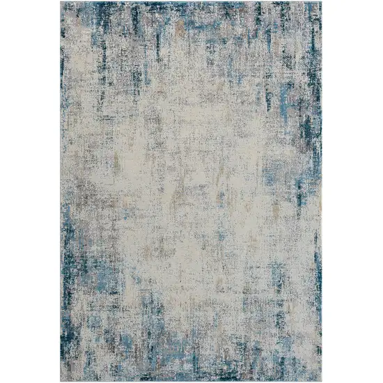 Blue and Ivory Abstract Area Rug Photo 2