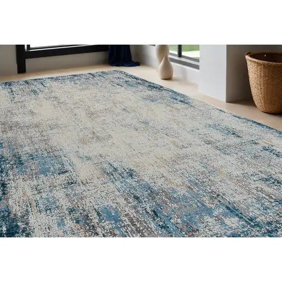 Blue and Ivory Abstract Area Rug Photo 1