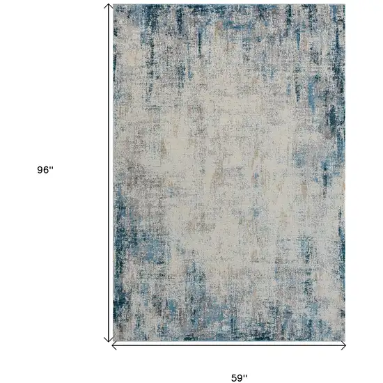 Blue and Ivory Abstract Area Rug Photo 3