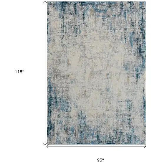 Blue and Ivory Abstract Area Rug Photo 3