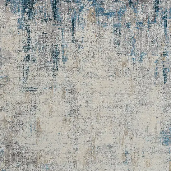 Blue and Ivory Abstract Area Rug Photo 7