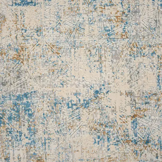 Blue and Ivory Abstract Area Rug Photo 4