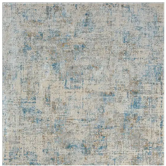 Blue and Ivory Abstract Area Rug Photo 9