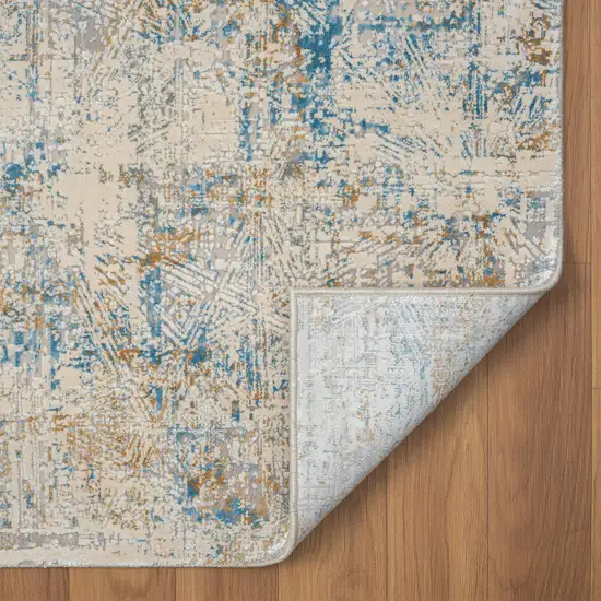 Blue and Ivory Abstract Area Rug Photo 6