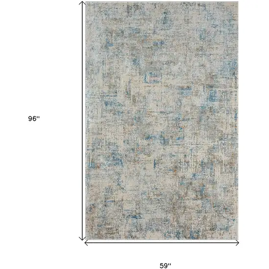 Blue and Ivory Abstract Area Rug Photo 3