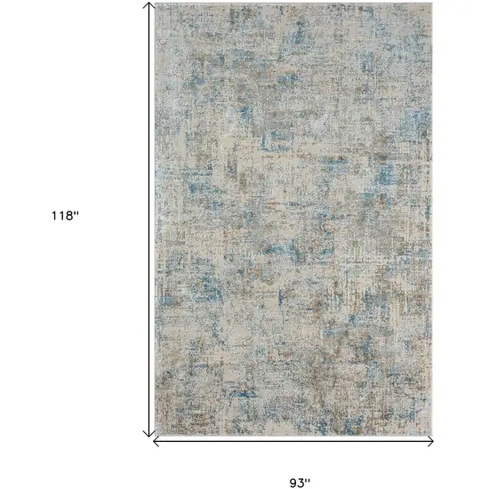 Blue and Ivory Abstract Area Rug Photo 3