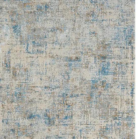 Blue and Ivory Abstract Area Rug Photo 7