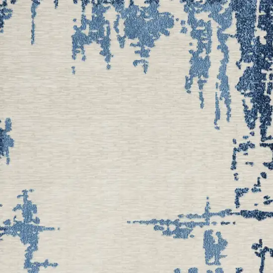 Blue and Ivory Abstract Distressed Non Skid Area Rug Photo 4