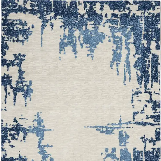 Blue and Ivory Abstract Distressed Non Skid Area Rug Photo 5