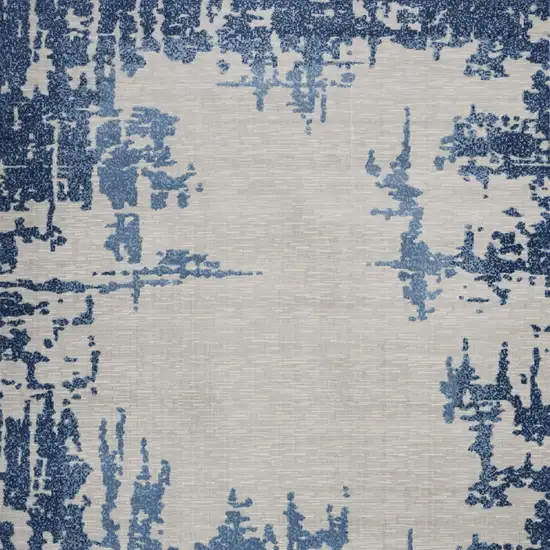 Blue and Ivory Abstract Distressed Non Skid Area Rug Photo 5