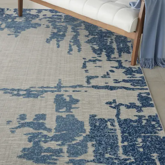 Blue and Ivory Abstract Distressed Non Skid Area Rug Photo 6