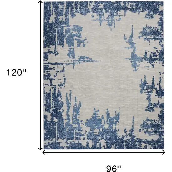 Blue and Ivory Abstract Distressed Non Skid Area Rug Photo 3