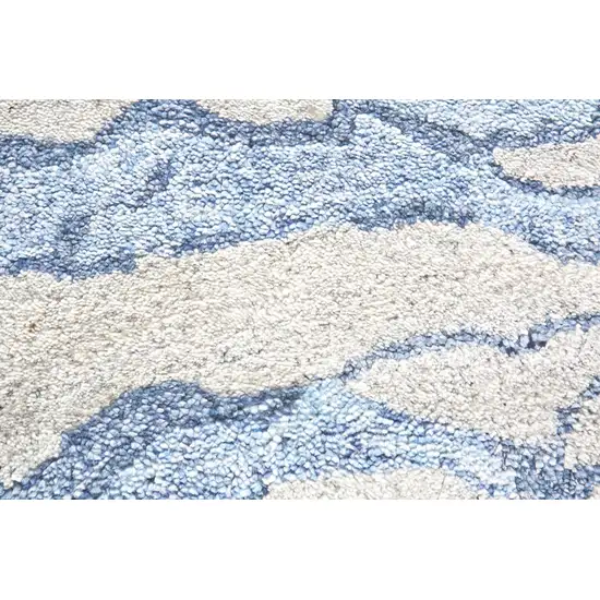 Blue and Ivory Abstract Hand Tufted Area Rug Photo 8