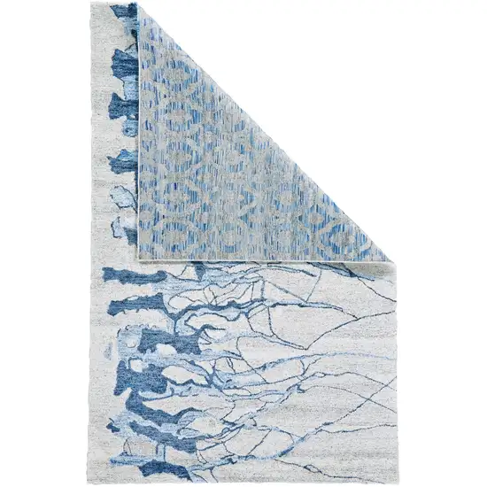 Blue and Ivory Abstract Hand Tufted Area Rug Photo 2