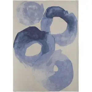 Photo of Blue and Ivory Abstract Hand Tufted Area Rug