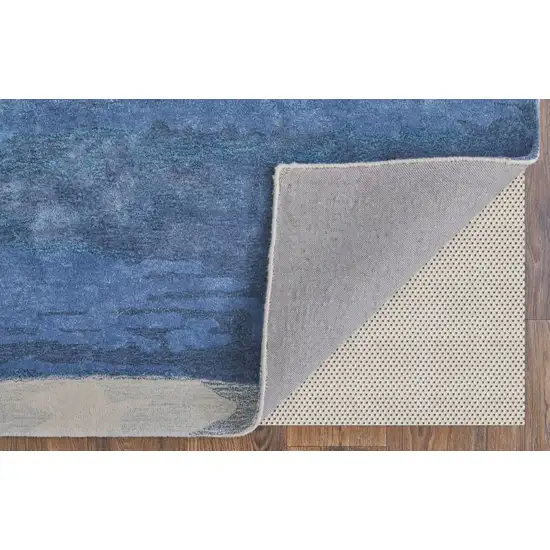 Blue and Ivory Abstract Hand Tufted Area Rug Photo 7