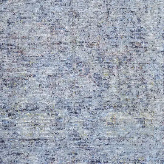 Blue and Ivory Abstract Hand Woven Distressed Area Rug With Fringe Photo 4