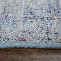 Photo of Blue and Ivory Abstract Hand Woven Distressed Area Rug With Fringe