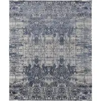 Photo of Blue and Ivory Abstract Hand Woven Worn Faded Area Rug