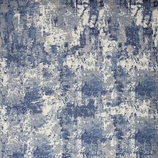 Blue and Ivory Abstract Power Loom Area Rug Photo 6