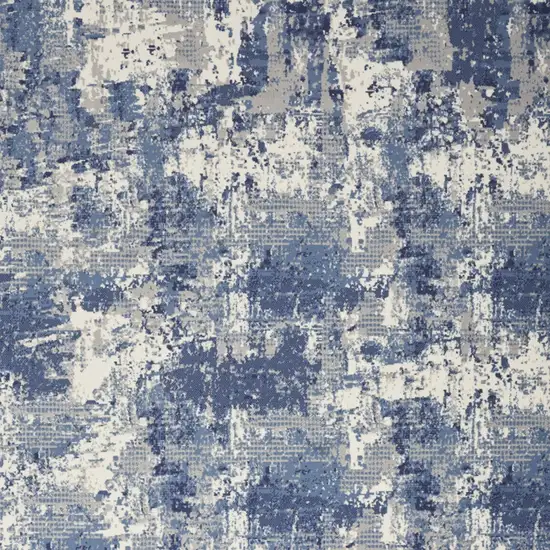 Blue and Ivory Abstract Power Loom Area Rug Photo 5