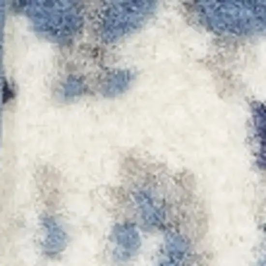 Blue and Ivory Abstract Power Loom Area Rug Photo 5