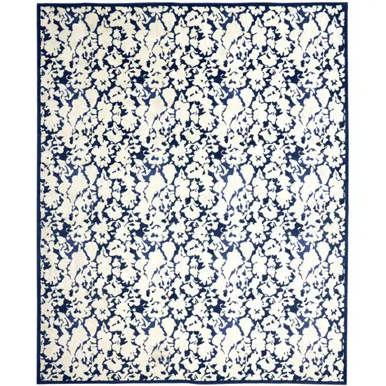 Blue and Ivory Abstract Power Loom Area Rug Photo 4